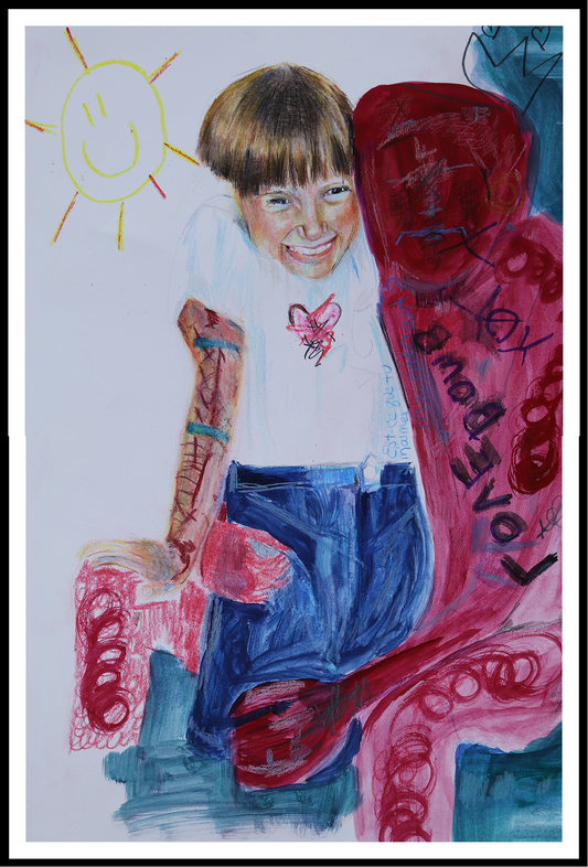 9x12 Original Colored Pencil Mixed Media on Paper: "Love Bomb"